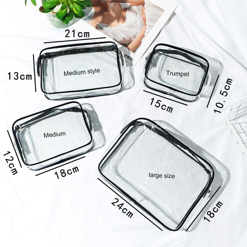Aoiiigo Clear Toiletry Bags Quart-Sized Waterproof Transparent Toiletry Bags with Zippers Clear Cosmetic Makeup Bag for Travel, Beach Vacation and Bathroom