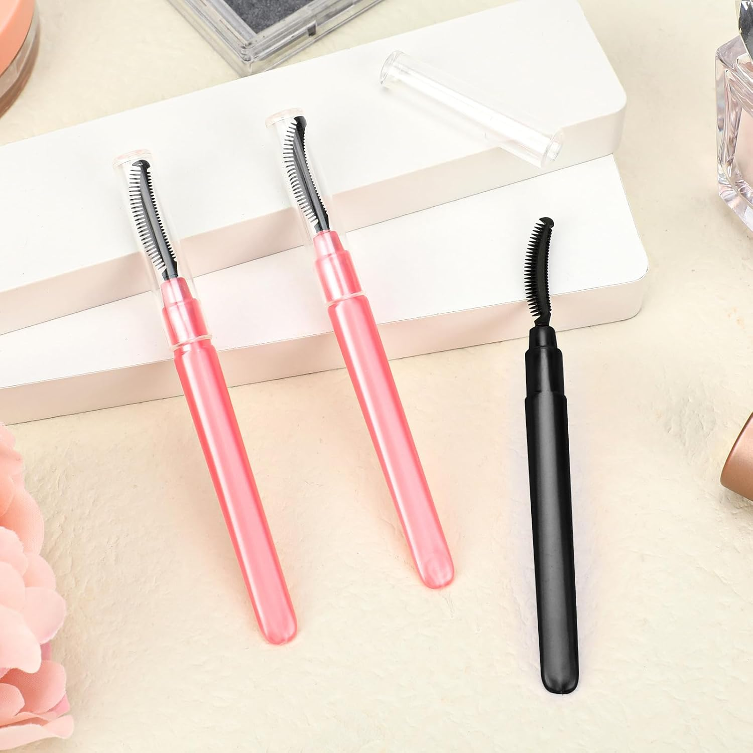 4 Pcs Silicone Eyelash Separator Tool Lash Wand Brush Eyebrow Spoolie Brush Eyelashes Definer with Lid Lash Separating Comb (Pink, Black) - 3Pcs Pink image number 5