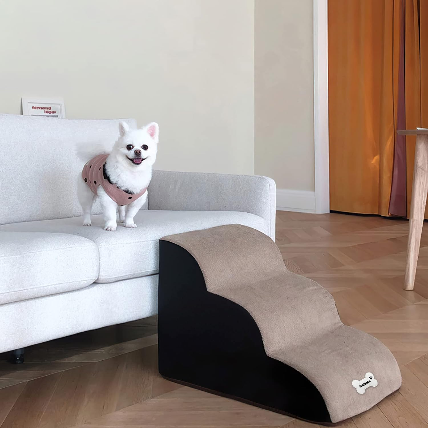 Galat&eacute;e Pet Stairs, Washable & Zippered Cover Removable, High Density Foam, 3 Floors, Grey image number 1