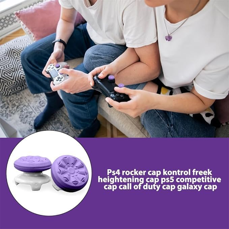 FPS Freek Galaxy Purple for Playstation 4 (PS4) and Playstation 5 (PS5), Performance Thumbsticks, 3D Texture Thumb Grip Stick Joystick Thumbstick, Thumbstick Extender for PS5 (Purple) - Purple image number 3
