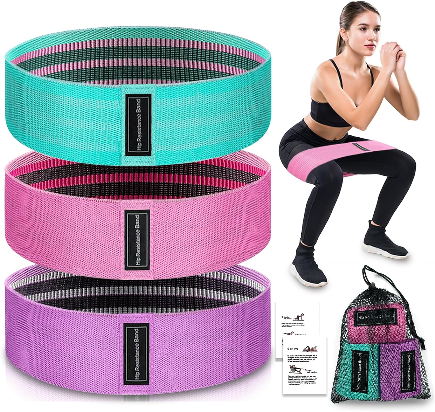 Kakuje Exercise Bands,Resistance Bands for Working Out with 3 Resistance Levels, Multi-Colored Workout Bands for Indoor and Outdoor Fitness, Leg Strength Training, Rehab, Yoga image number 4