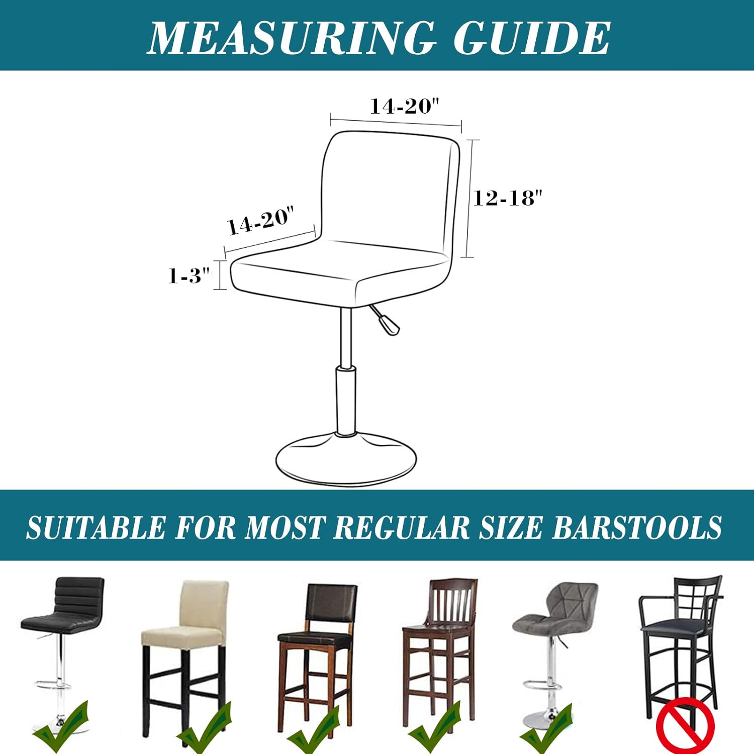 HFCNMY Bar Stool Covers with Backs,4 Pack Stretch Bar Stool Chair Covers,Jacquard Bar Stool Covers,Washable Bar Chair Covers Swivel Barstool Covers Slipcovers with Back Red - 4, Black image number 5