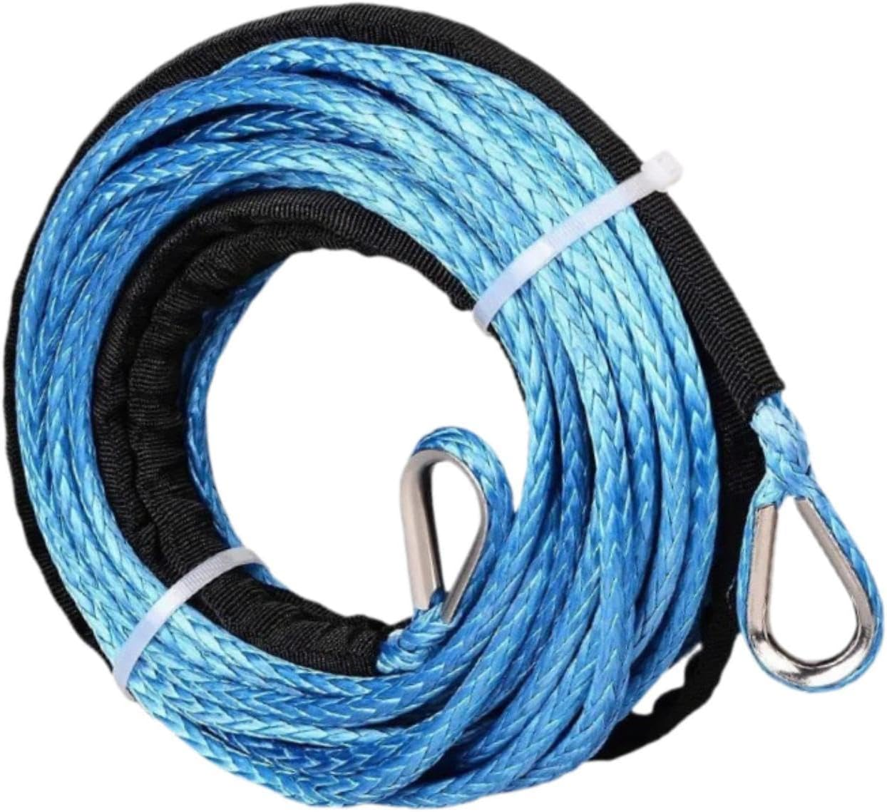Qcchieus 50Ft X 1/4" Winch Rope Extension Replacement Sturdy for ATV UTV Multipurpose Accessories Tow Rope with Protective Sleeve, Blue