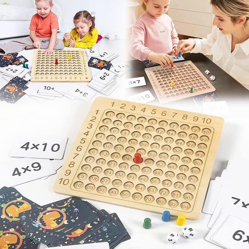Wooden Math Multiplication Board Montessori Children Counting Toy Educational Multiplication Board Game Wooden Math Blocks Board for Toddlers Kids over 3 Years Old ...