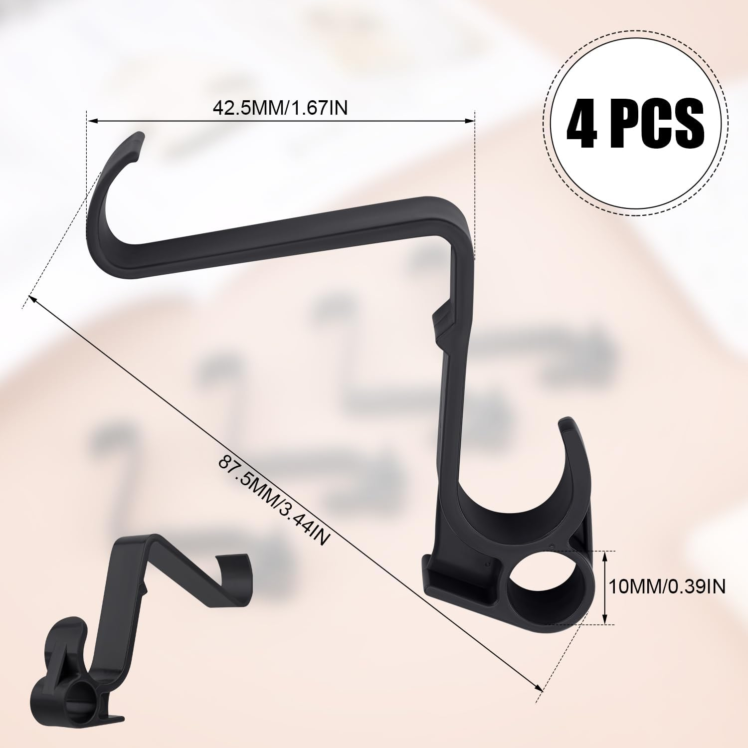 4Pcs Hooks for VW California, Hooks with Multifunctional Eyelet for VW California Beach Ocean Coast Comfortline T5 T6 T6.1 VW California Accessories (Black) - Grey image number 4