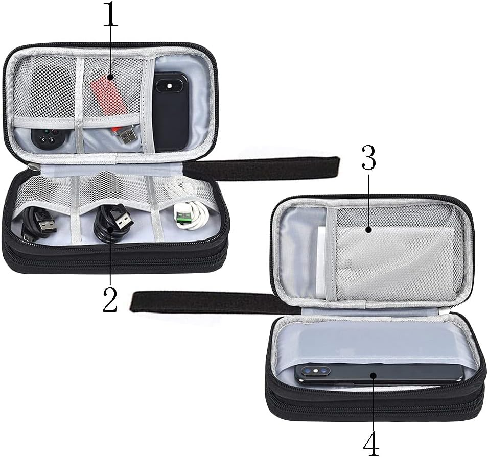 Demistus Electronics Accessories Large Capacity Portable Pouch, Waterproof Double-Layer Storage Bag, Suitable for Phones, Power Banks, and Cables