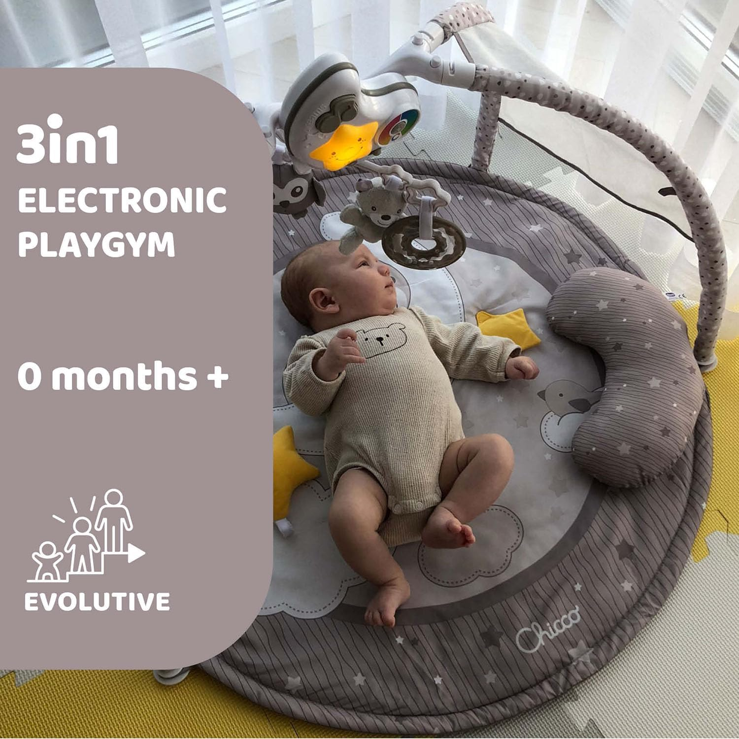 Chicco 3 in 1 Baby Gym Activity Mat, Beige image number 5