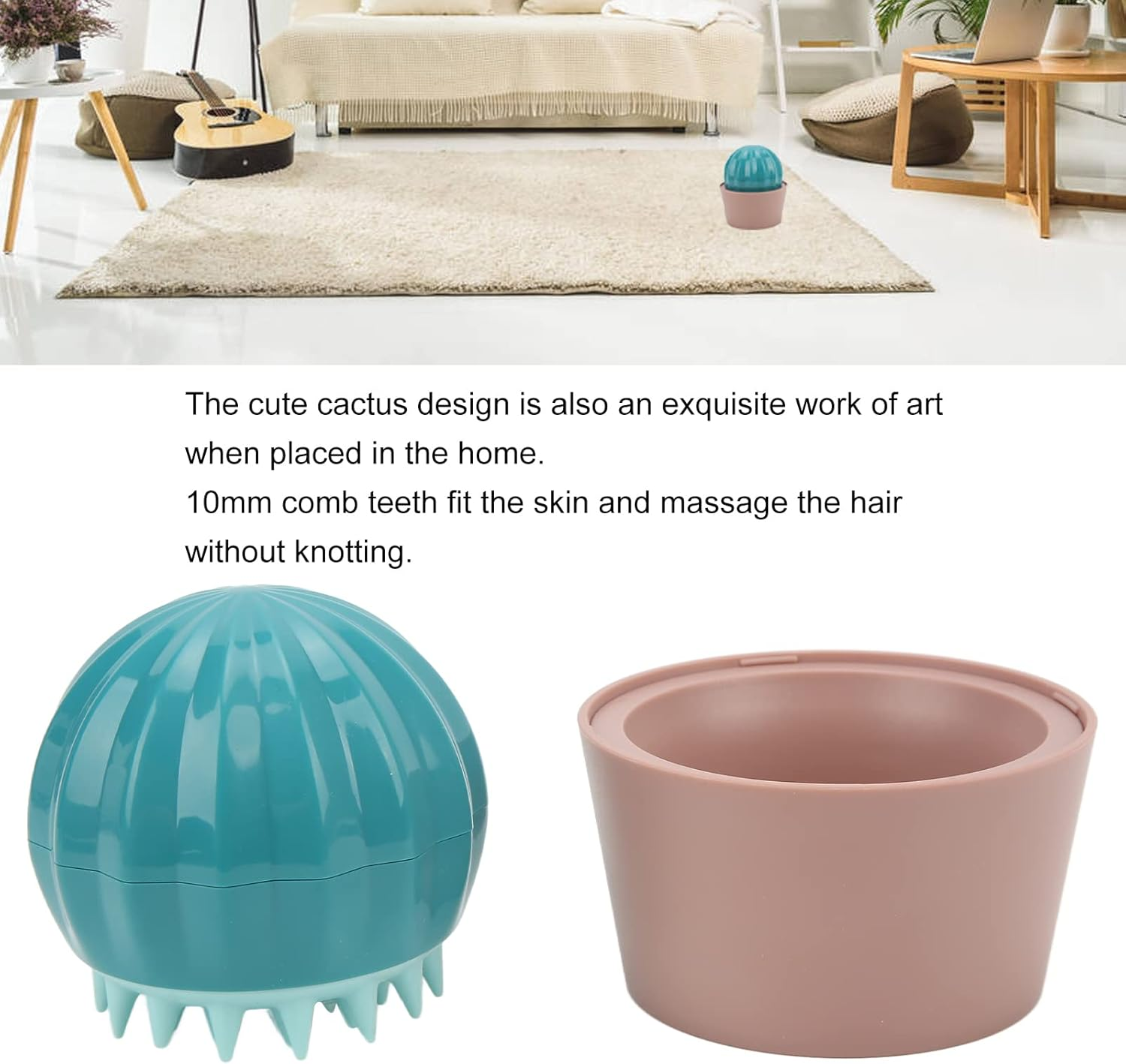 Dog Shower Brush, Cactus Pet Massage Dog Hair Comb Open Knot to Remove Floating Hair Brush, Dog Bath Brush Dog Grooming Brush for Short Long Haired Dogs and Cats image number 4