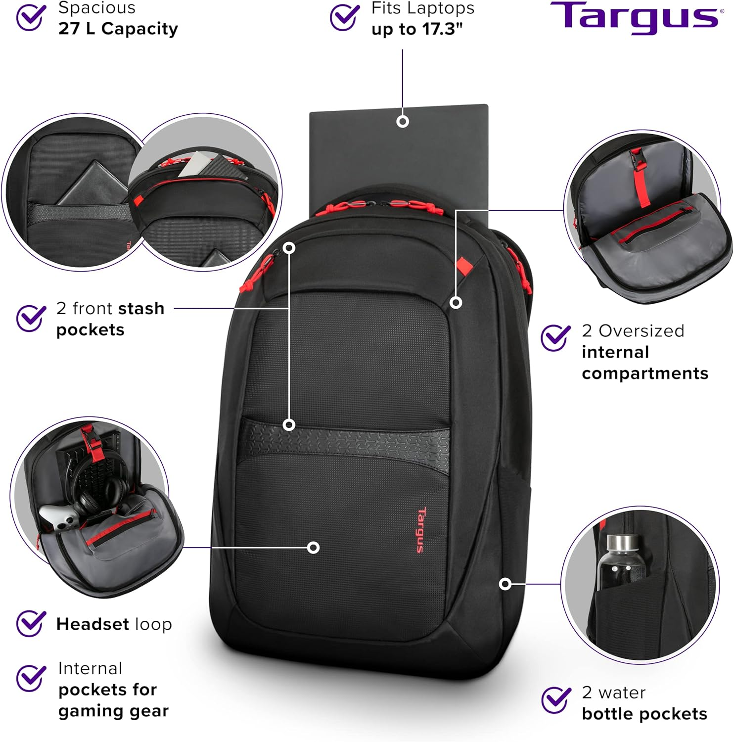 Targus Strike II Laptop Case Backpack, 43.9 Cm Size, Black image number 1