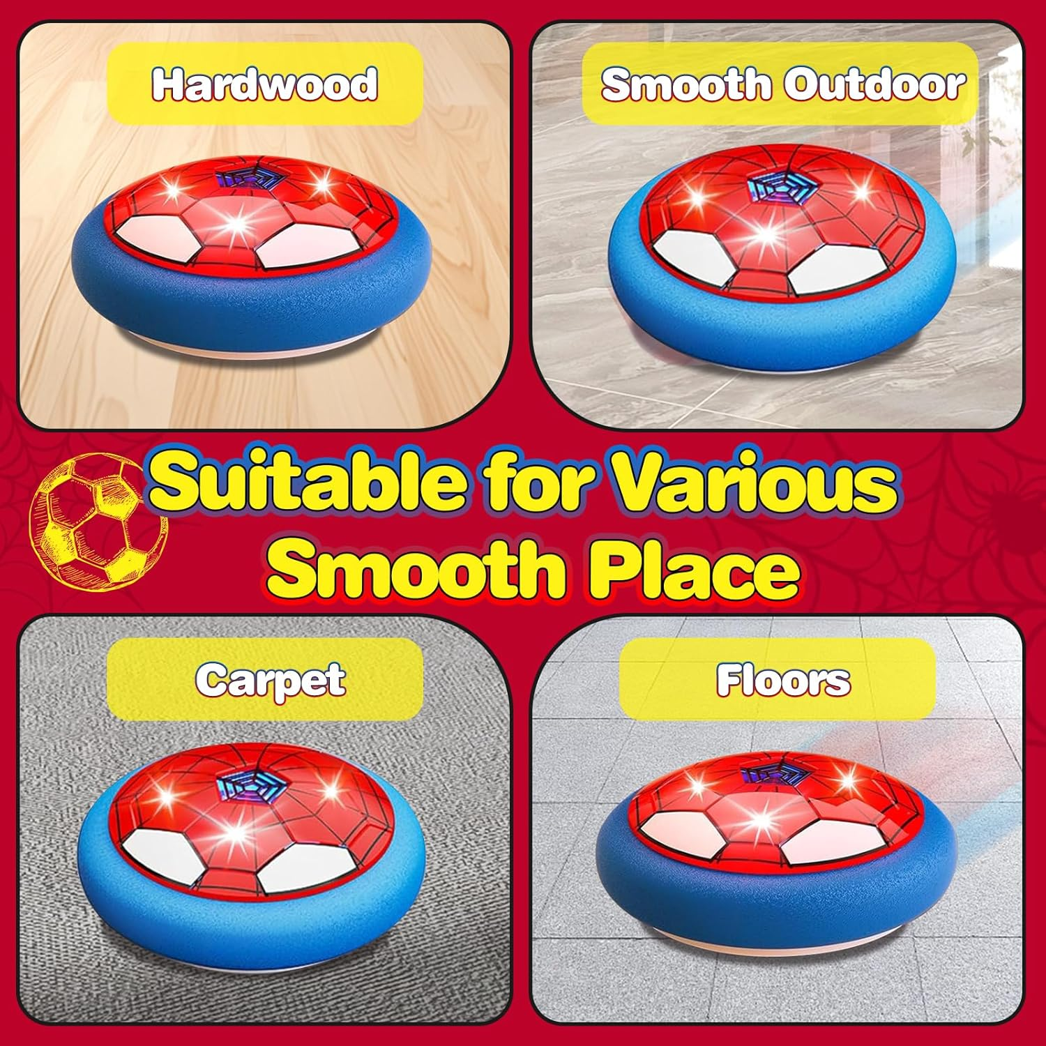 Acehq Hover Soccer Ball Air Floating Soccer Toy for Boys 4-8 Rechargeable LED Lights Soccer Toys Indoor Sport Games with Safe Foam Bumper Cool Birthday Gifts image number 5