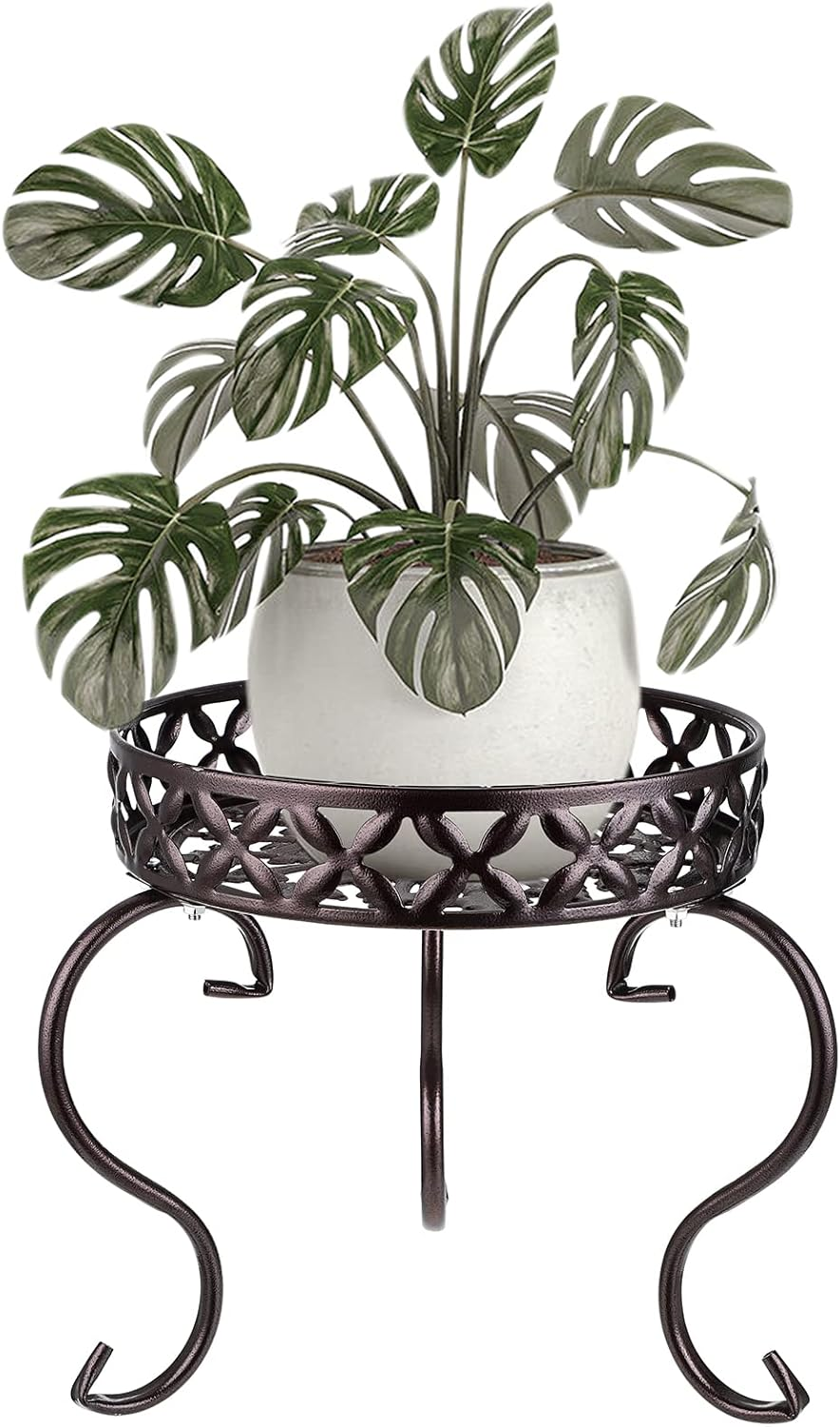 Ownmy Metal round Plant Stand Indoor Outdoor Flower Pot Holder, Heavy Duty Iron Plant Stand Display Potted Rack for Home, Garden, Patio, Golden Color