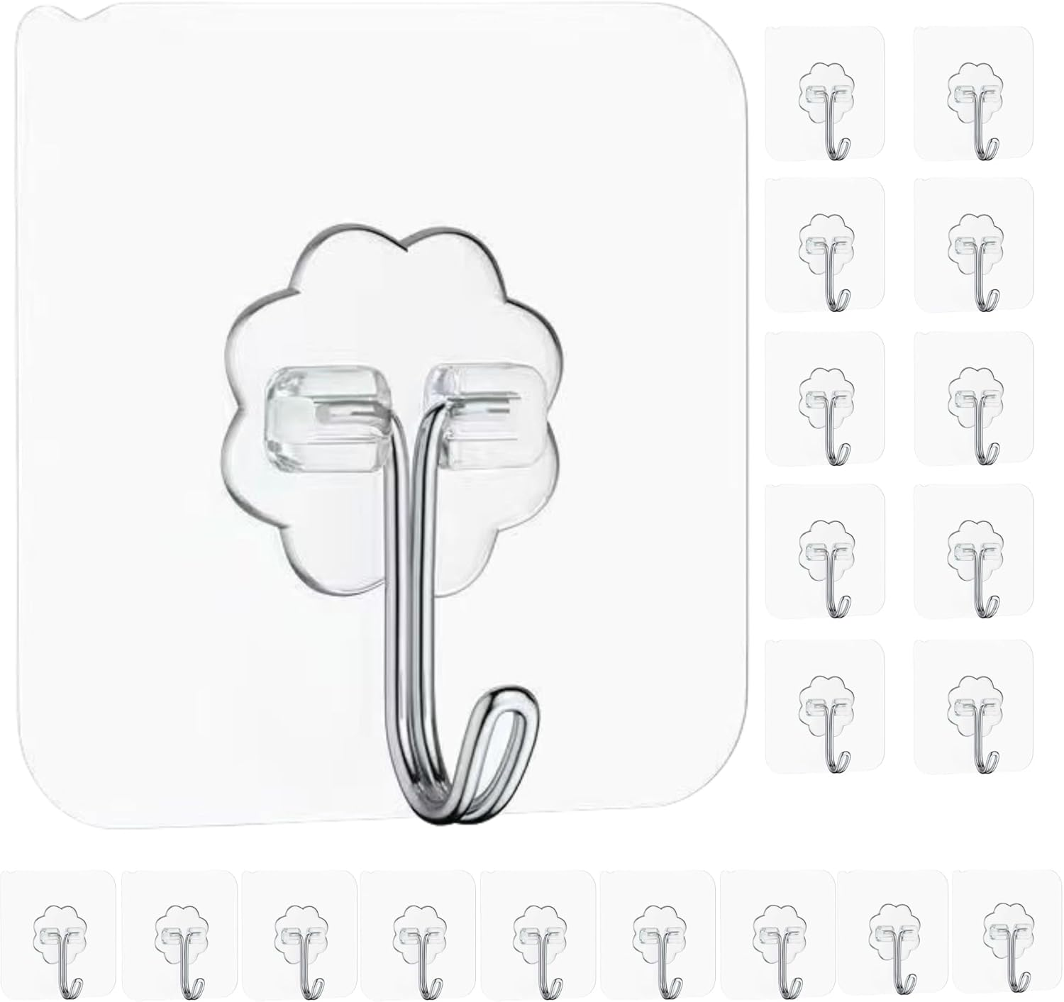 20Pcs Adhesive Hooks,Hanging Heavy Duty Wall Hooks,Self Adhesive Towel Hooks,Bathroom Shower Kitchen Key Portal Outdoor Home Improvement Practical Hooks,White