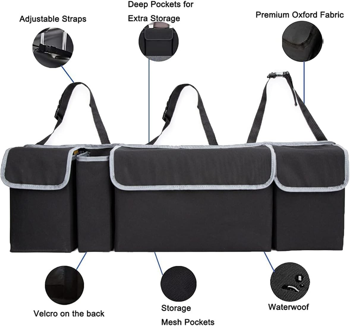 Car Trunk Organizer, Backseat Hanging Organizer with 4 Large Storage Bag-Car Seat for Suv,Trunk,Space Saving Expert image number 1