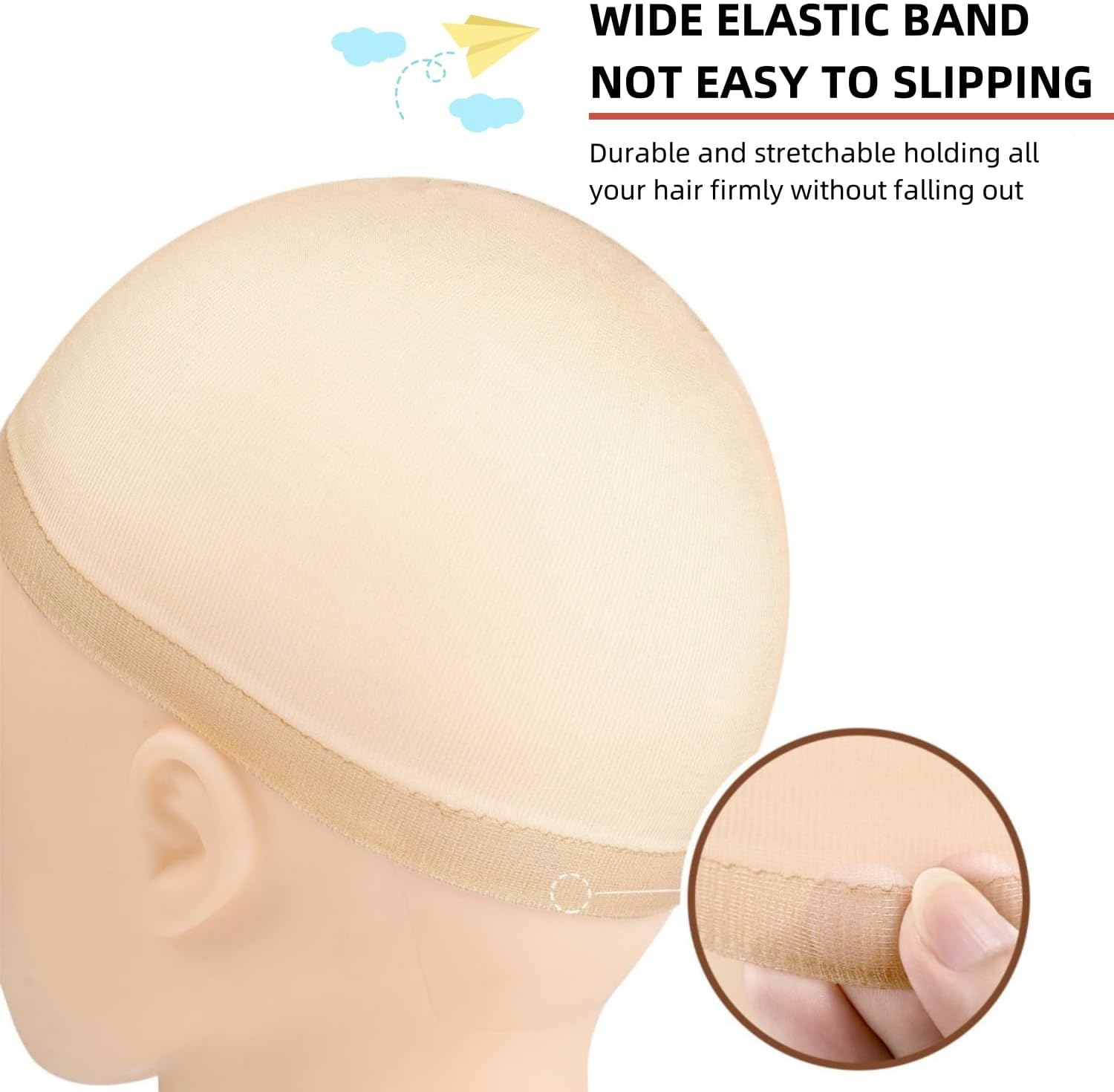 Wig Caps,12Pcs Nude Beige Stocking for Wigs Stretchy Nylon Natural Transparent HD Cap image number 1