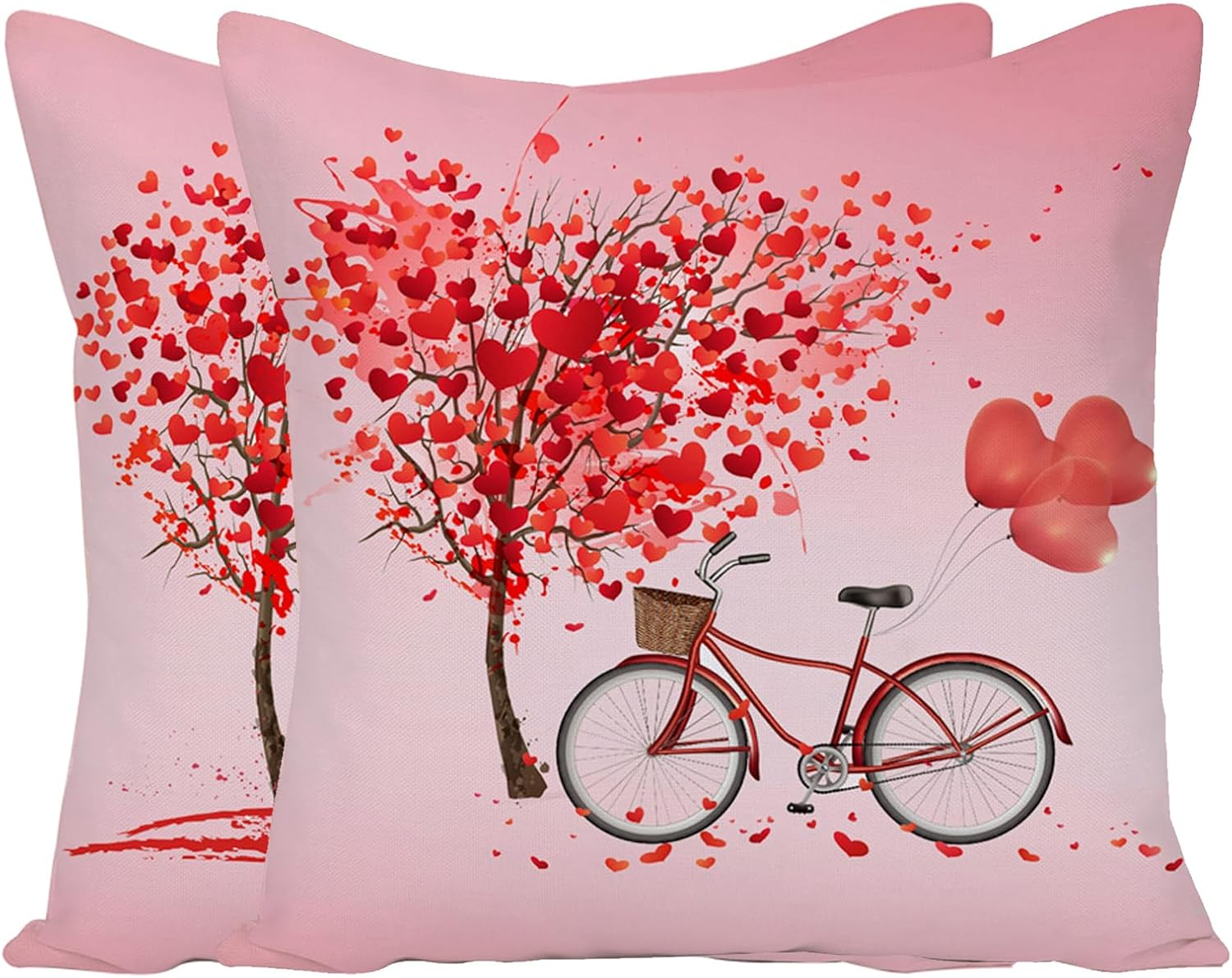 Easter Spring Throw Pillow Covers, Rabbit Egg Bunny Throw Cushion Cover Pillowcase with Hidden Zipper Sturdy for Home Car Sofa Decor 18 X 18 Inches Set of 4, Cotton Linen, Red Geometric, 45*45CM/18*18 Inch