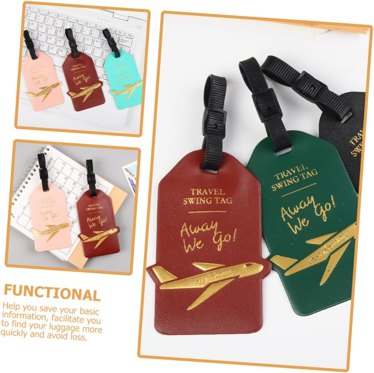 BUTIFULSIC Baggage Tag Airplane Design Luggage Tag Travel Suitcase Hanging Label Checked Baggage Tag Luggage Name Tag Suitcase Boarding Tag for Handbag Random Color image number 4