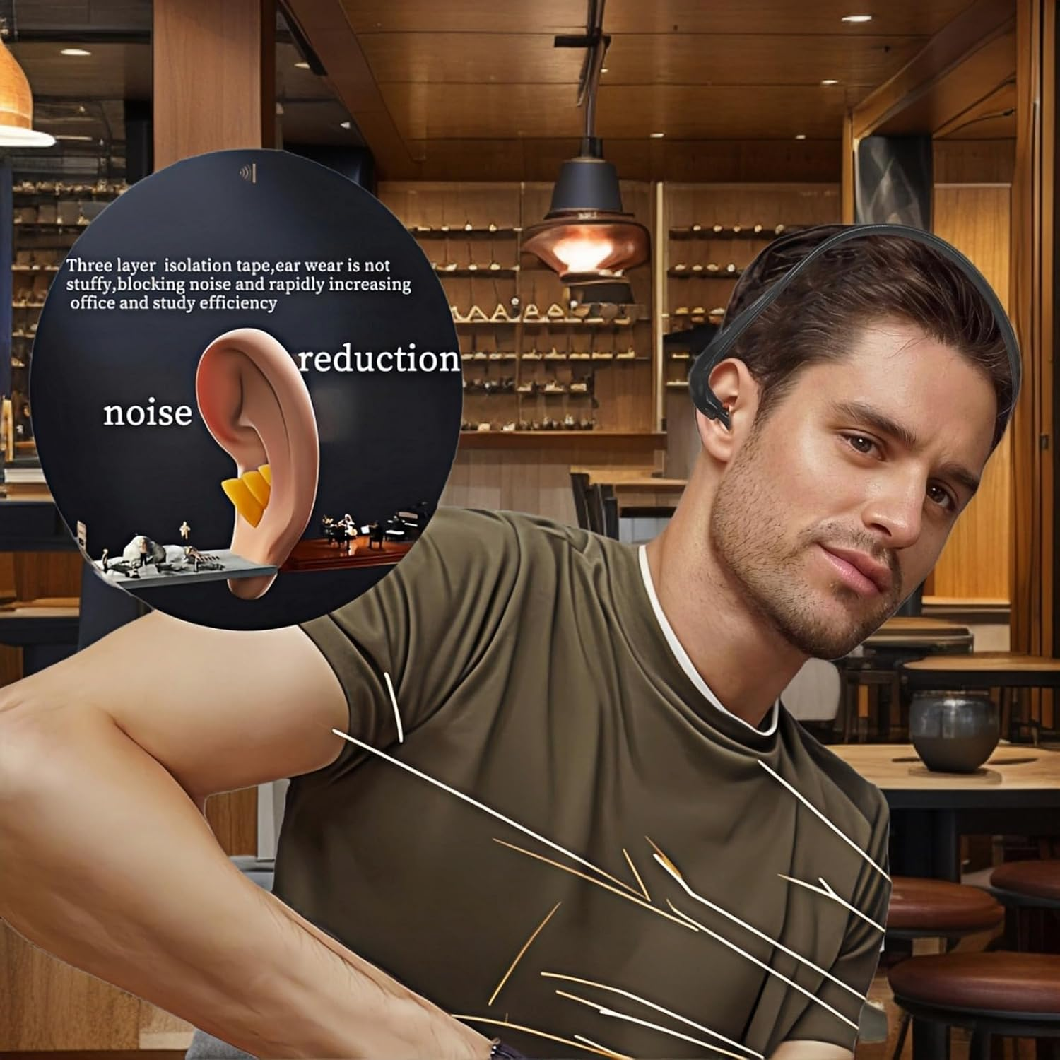 Banded Earplugs for Shooting 29Db NRR - Noise Cancelling Reusable Silicone Ear Plugs for Sleeping, Concerts, Work & Sports - Lightweight 3-Pack (Orange/Blue/Black) with Neckband & Triple Flange Design image number 2