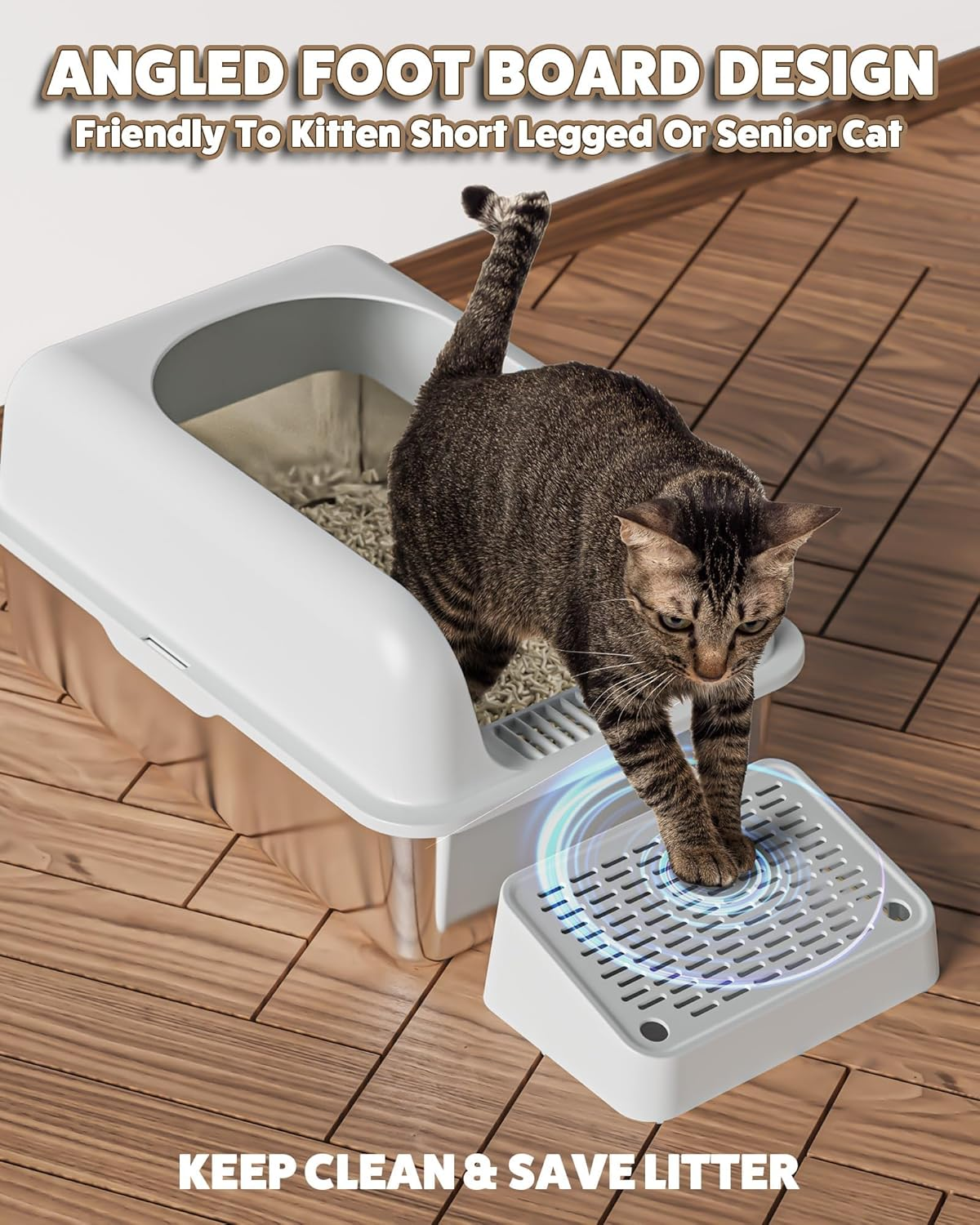 Stainless Steel Litter Box with Lid, Extra Large Cat Litter Box, XL Metal Litter Box for Big Cats with High Wall Slides Enclosure, anti High-Peeing Spraying, Anti-Leakage Non-Sticky Easy to Clean image number 1