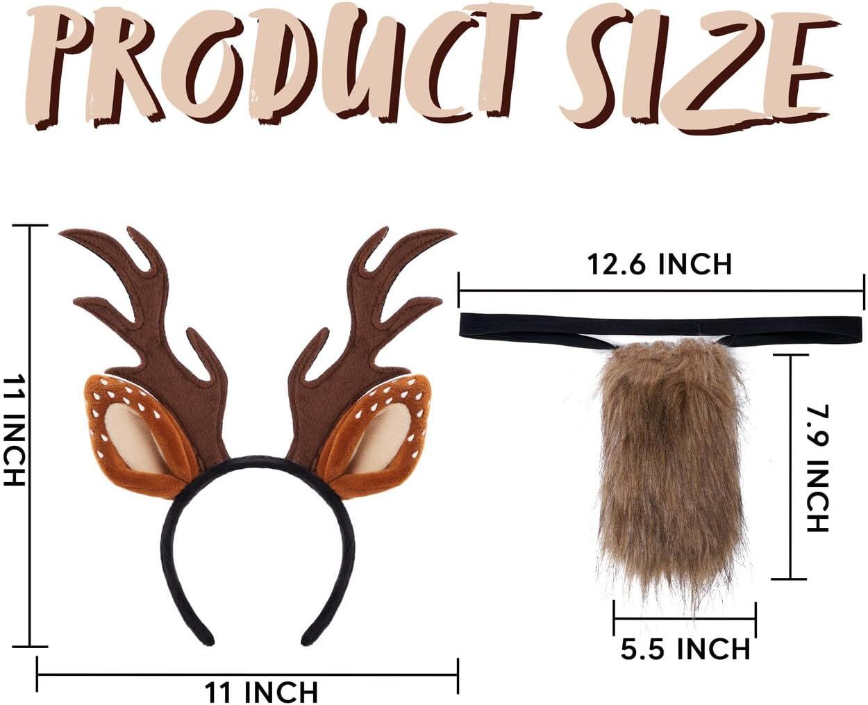 Spooktacular Creations Halloween Reindeer Antlers Headband with Fawn Tail, Deer Antlers Ears Accessories Set for Girls Women, Halloween Party Dress Up, Costume, Trick or Treating, Cosplay Decoration image number 4