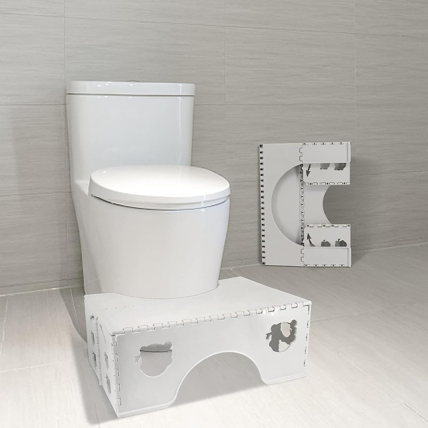 Poop Stool for Bathroom Adults - Bathroom Step Stool - Folding Chairs 35&deg; Angle for Better Posture, C-Shape, Non-Slip Rubber Feet for Children, Older, Kids Buniq