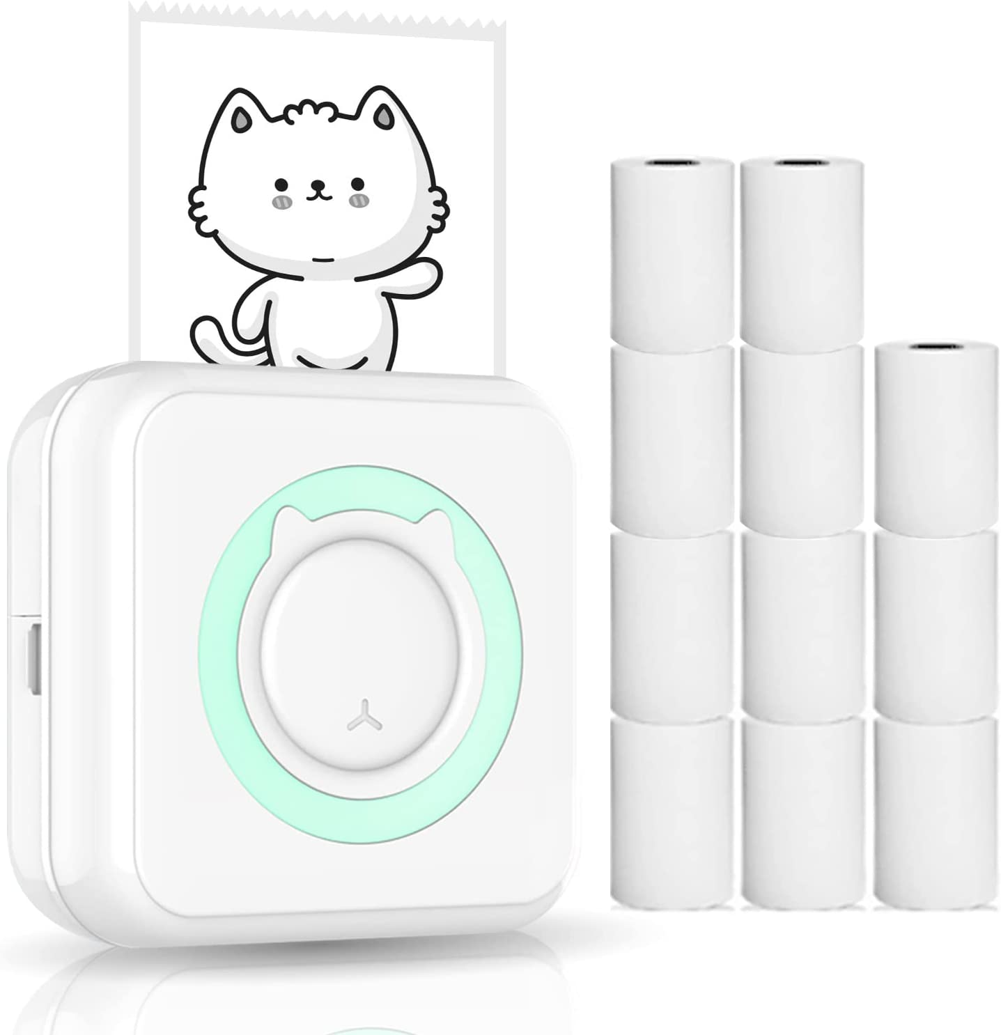 Domary All-In-One Photo Printer Multifunction Portable Printer Wireless Instant Mini Printer Support BT Connection for Smartphone with 11 Paper Rolls 57Mm Compatible with Ios Android