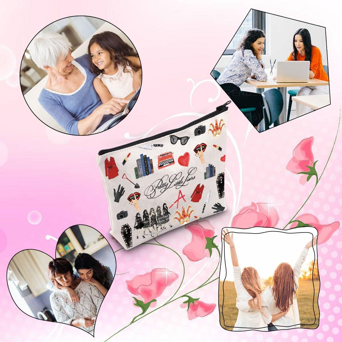 Little Liars Makeup Bag Scheming Girl Zipper Pouch Gift for Women Gossip Girl Original Sin, 米色, Pretty Little Liar-Uk