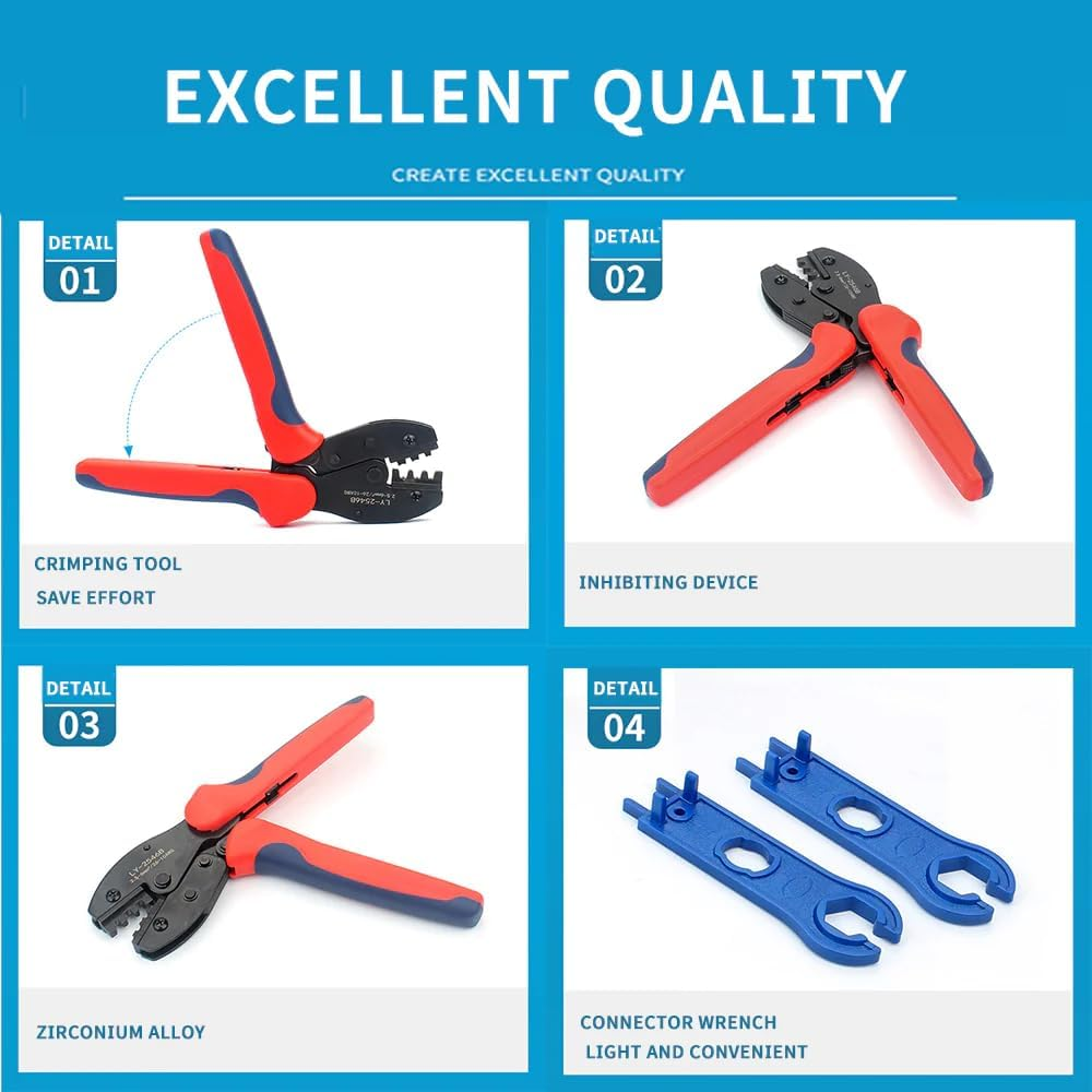 Solar Panel for MC4 Crimper Cable Stripper Wiring Connector Crimping Tools Set