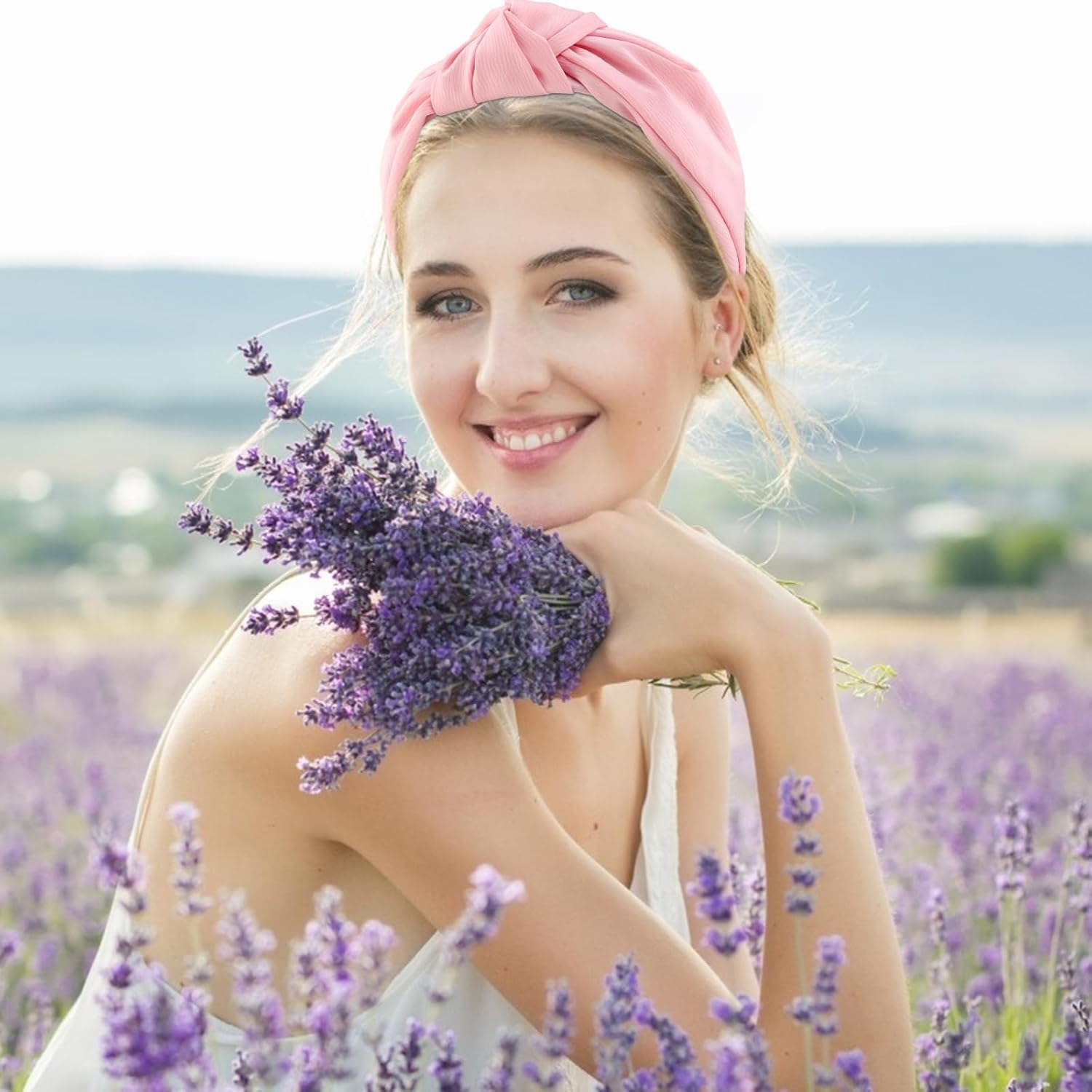 VELSCRUN Headbands, 2 Pcs Wide Knotted Hairbands for Women in Pink and Red, Satin Hair Accessories for Washing Face, Hairbands for Women, Hairband Gifts for Women Gilrs image number 6