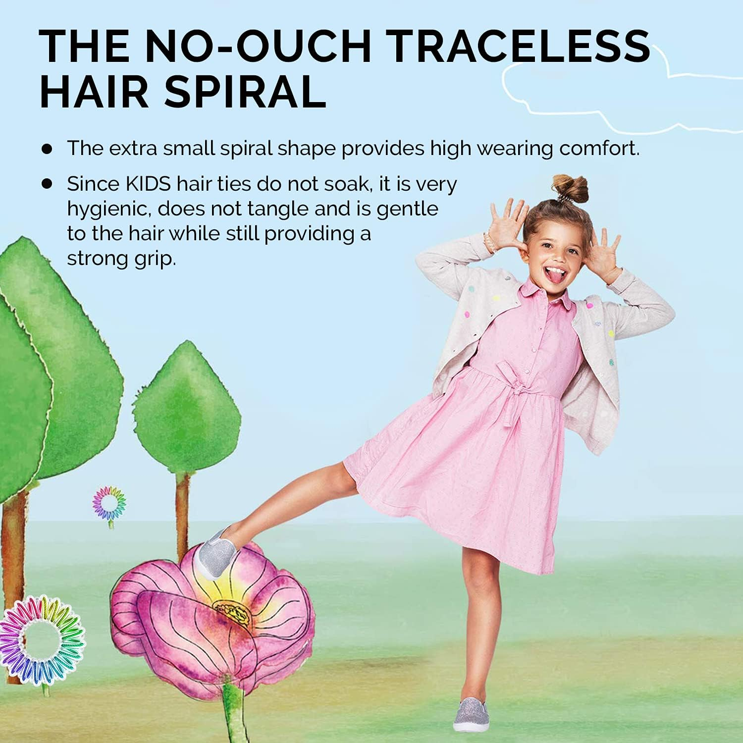 Invisibobble Kids Spiral Hair Ring - 5 Pack, Magic Rainbow - No-Ouch Coil Hair Ties with Strong Grip - Accessories for Girls Toddlers and Kids - Non-Soaking and High Wearing Comfort Updo Tool image number 1