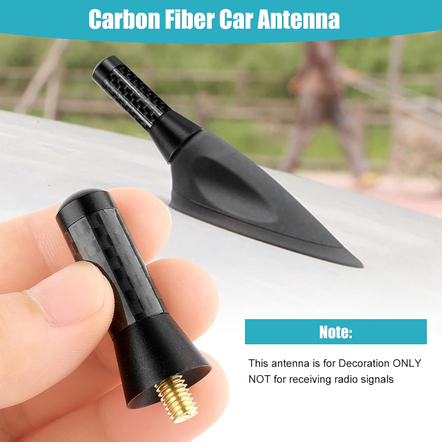 3.5Cm Black Carbon Fiber Car Short Antenna with Aluminum Screw for Universal Fitment image number 6