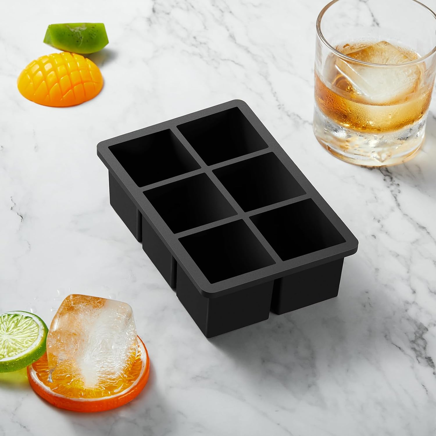 Large Silicone Ice Cube Tray with Lid 2 Pack, Stackable Square Ice Cube Molds for Whiskey,Cocktails,Baby Food Soup Frozon Treat, Kitchen Bourbon Gifts Stocking Stuffers for Adults Men Women image number 1