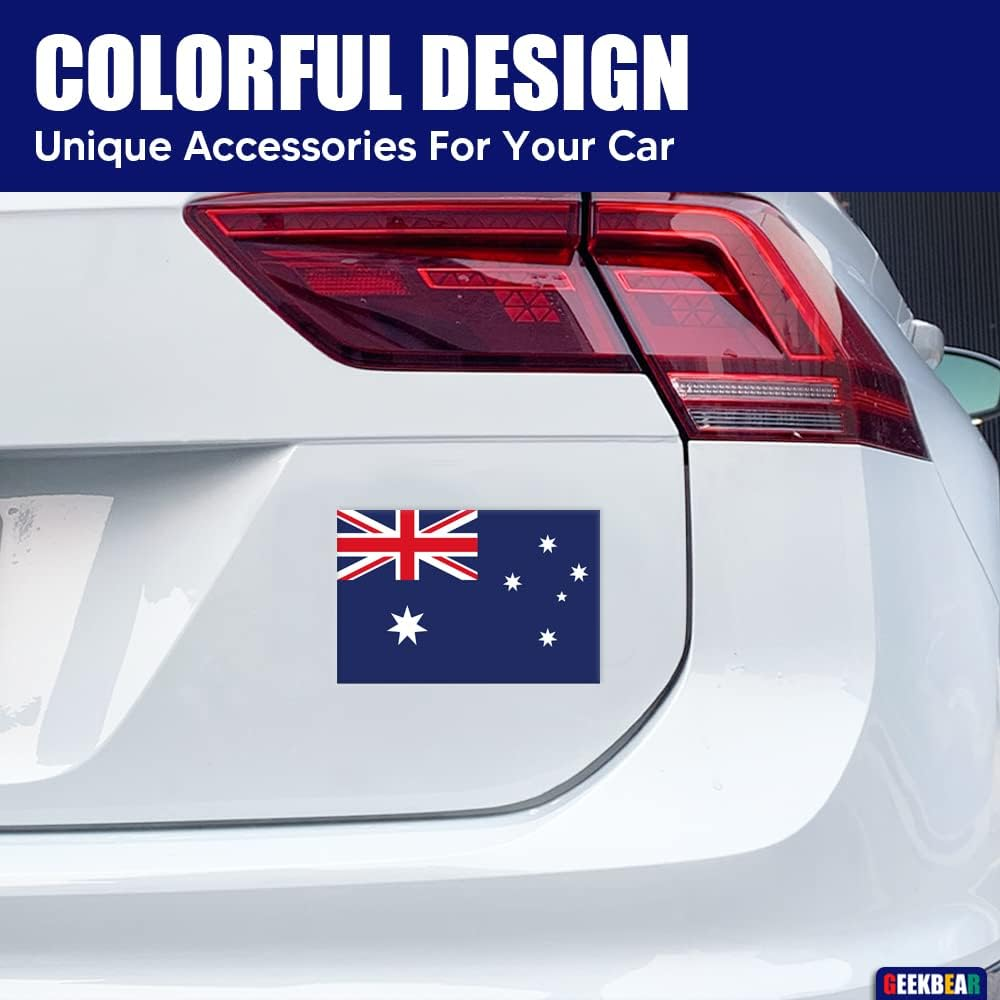 GEEKBEAR National Flag Car Magnet (Australia, 2 Pack) - Reflective Waterproof Durable Magnetic Sign - 6 X 4 In&hellip;