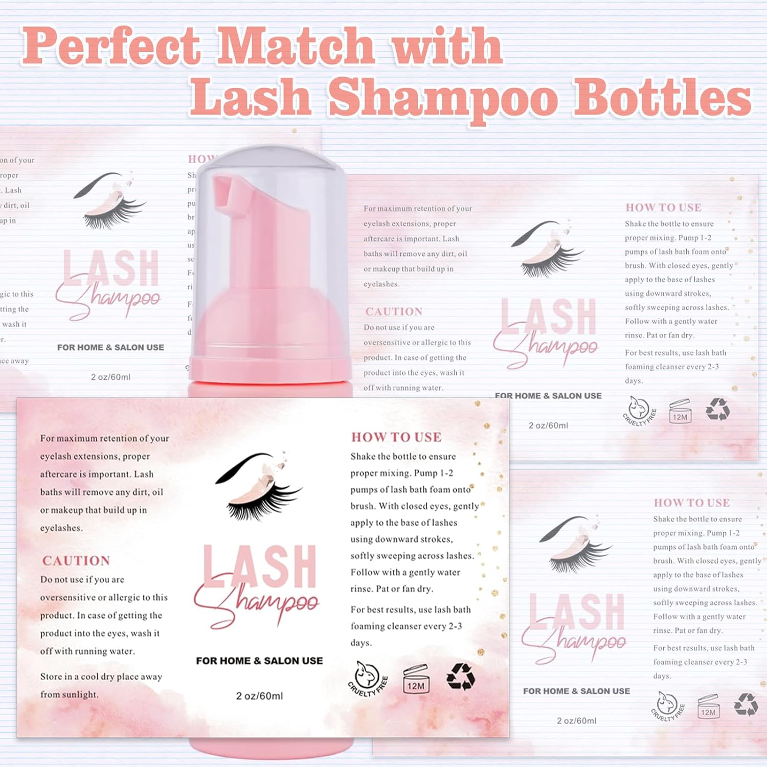 50Pcs Lash Shampoo Label Stickers for Bottle (B) image number 2
