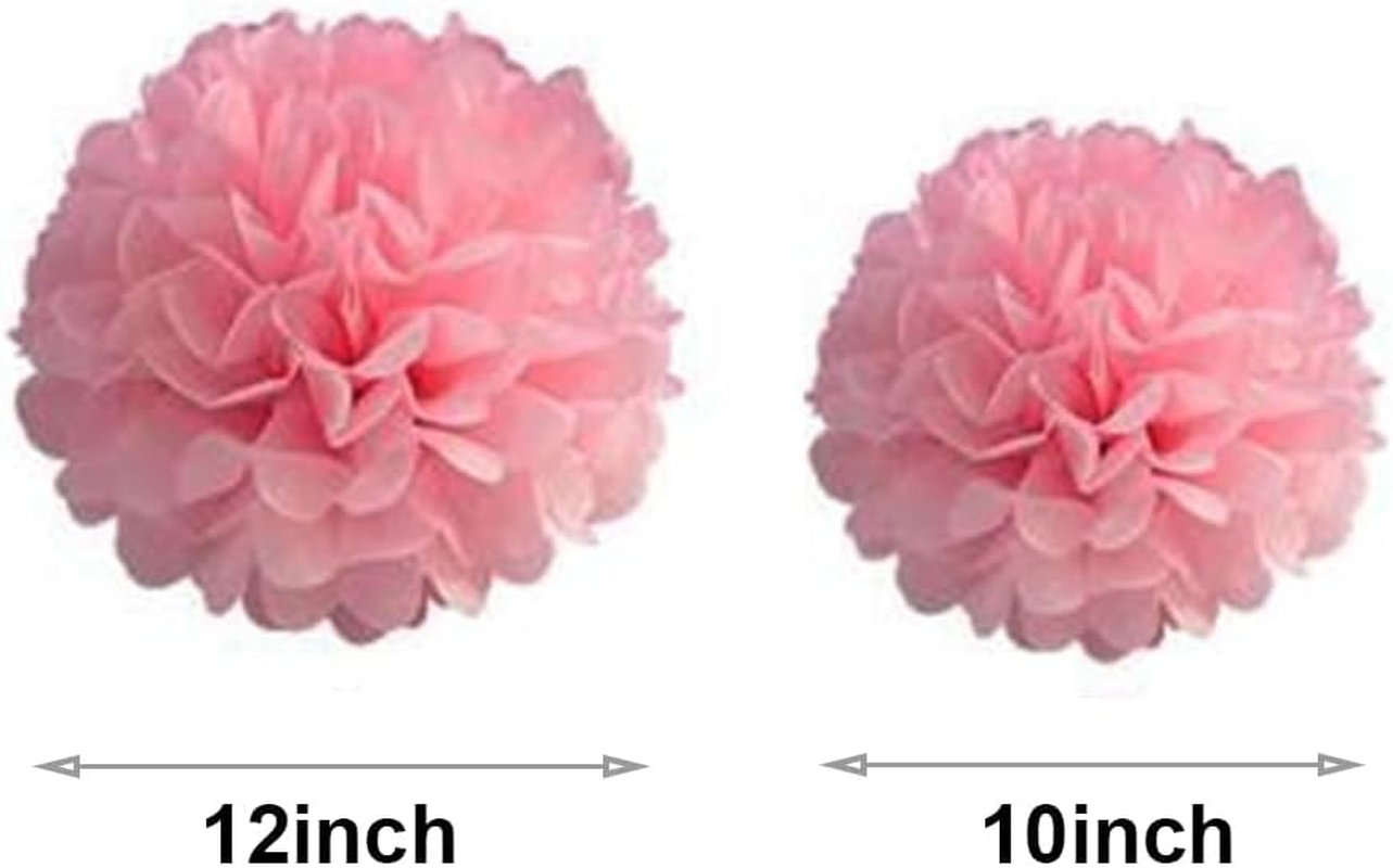 EOMECUIGAO Pink Tissue Pom Poms Paper 10Pcs, 10-12 Inch, Perfect for Weddings, Birthdays, and Parties image number 3