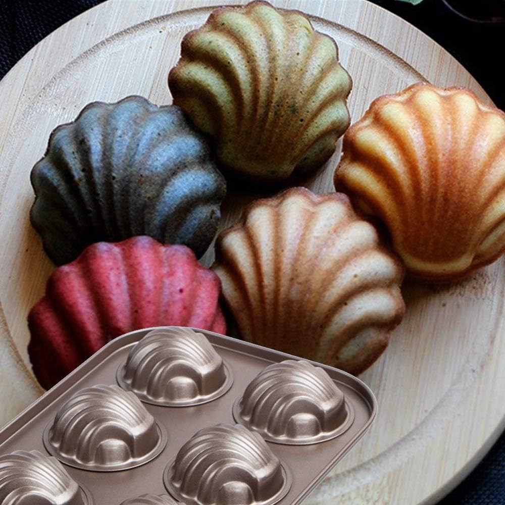 Webake Classic Madeleine Baking Pan, Bronze, 2 Pieces, Non-Stick Coating, 6 Shell-Shaped Moulds, 10.2" X 7" X 1.2", 1.6 Oz Each, Oven, Dishwasher Safe image number 6