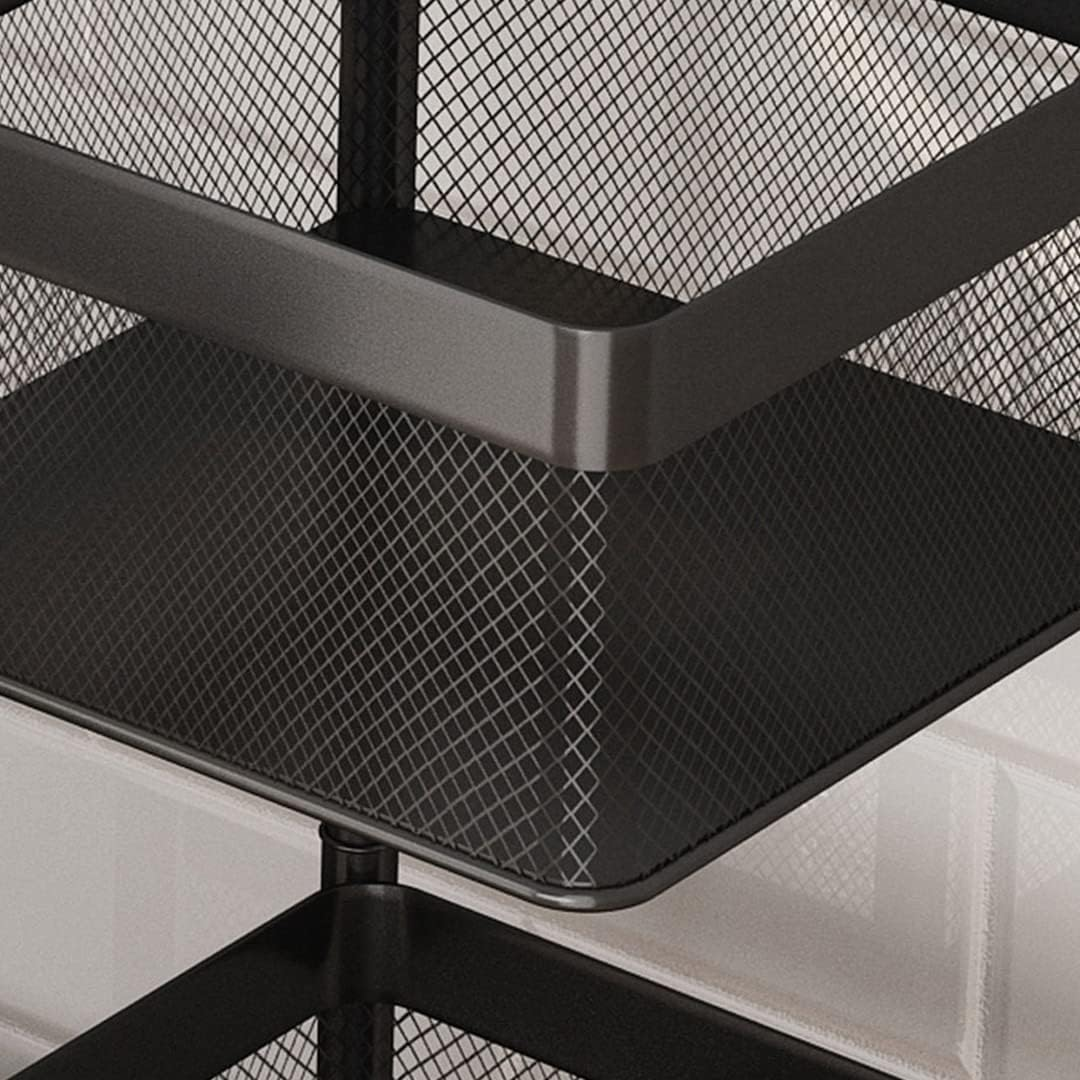 SOGA 2 Tier Steel Square Rotating Kitchen Cart Multi-Functional Shelves Portable Storage Organizer with Wheels image number 2