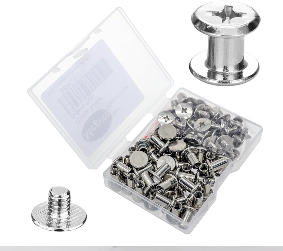 Megoto 45 Sets Chicago Screws, 304 Stainless Steel, 5X8Mm, Binding Screw, Leather Screw, DIY Leather Bookbinding, Bag Decoration image number 2