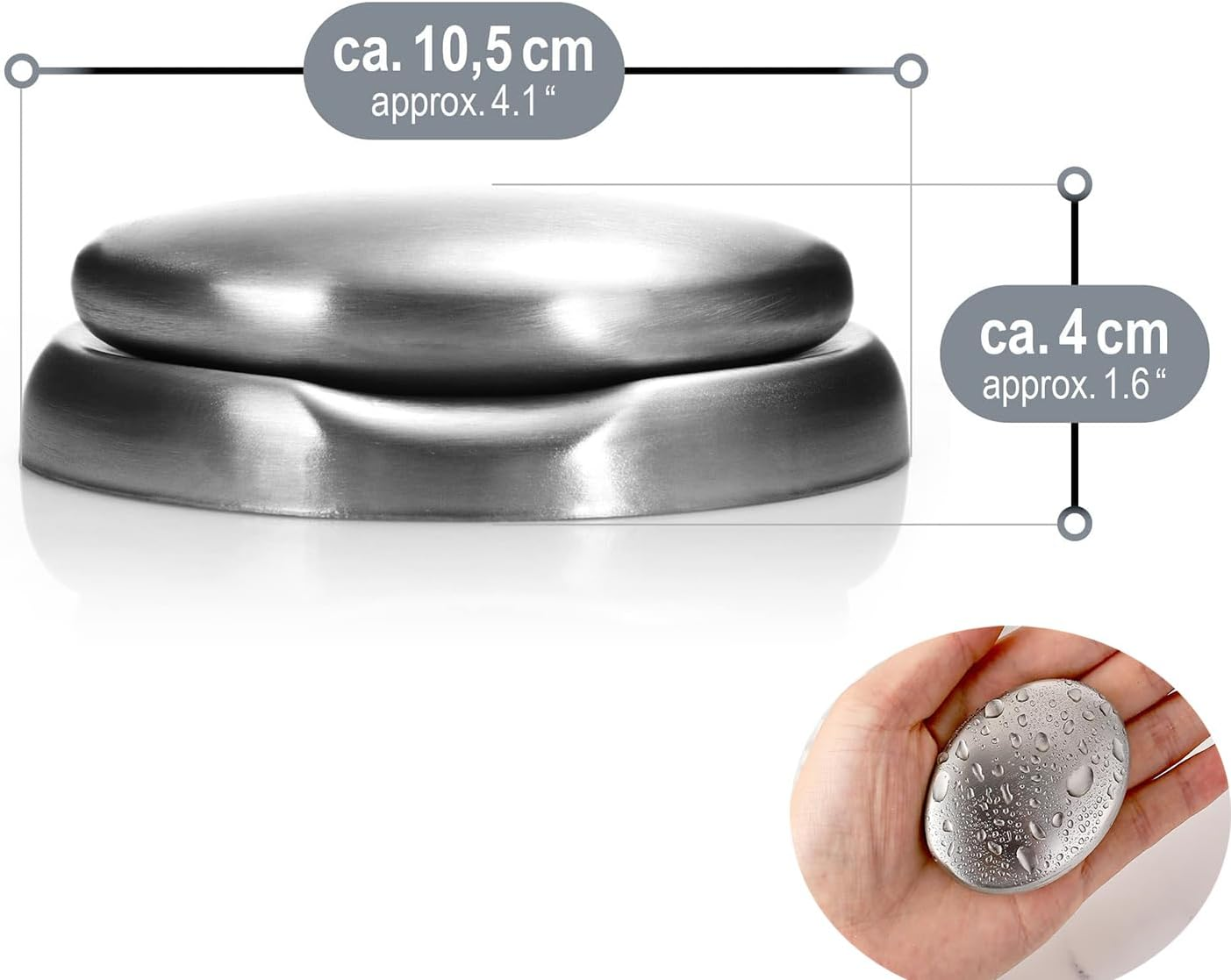Yeenano Stainless Steel Soap, Metal Soap against Odour, Odour Neutraliser with Soap Dish, Odour Killer Soap Made of Stainless Steel, Eliminates Odours on Hands, Kitchen Utensils, Environmentally image number 5