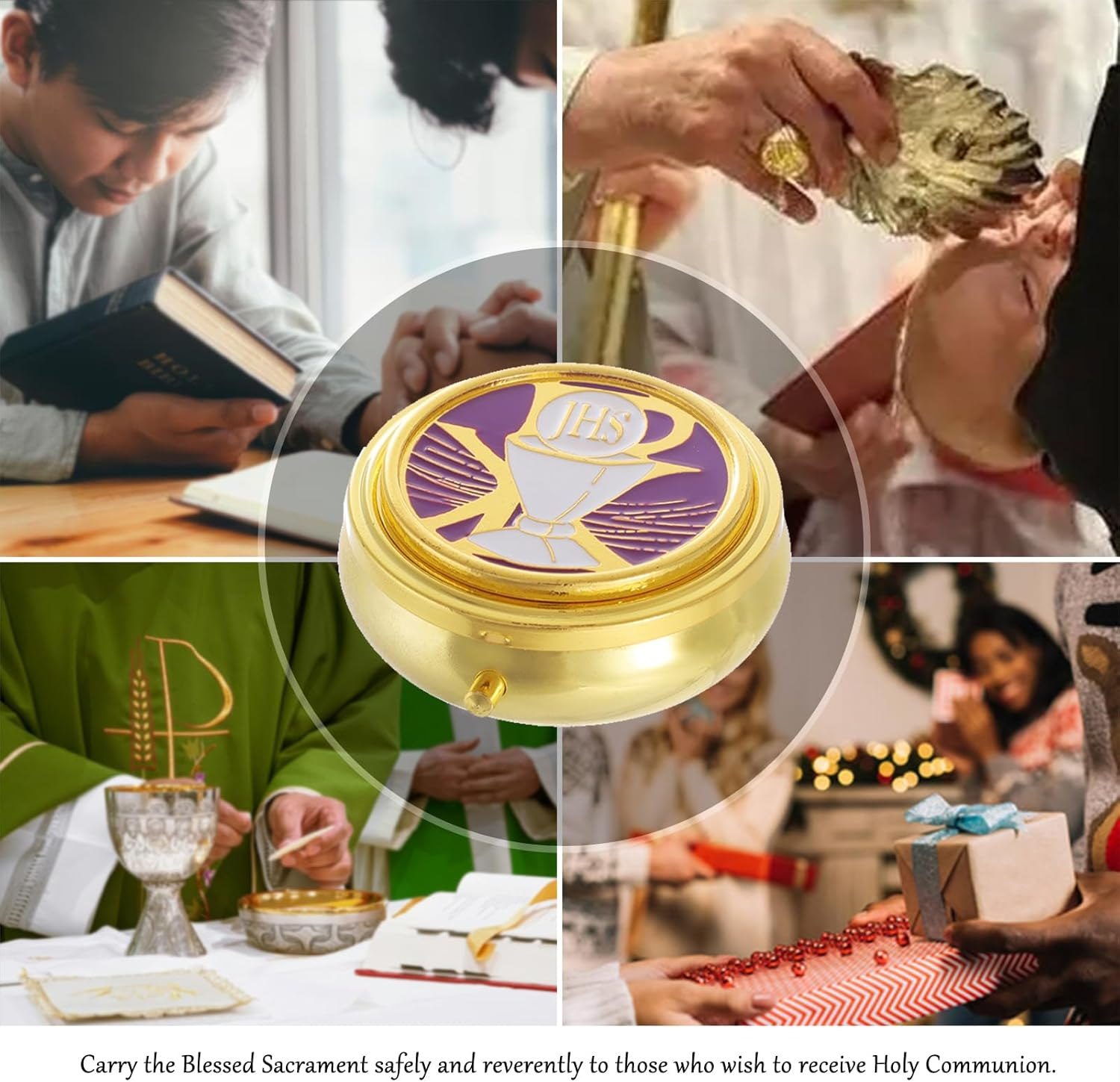 KOMI Pyx for Communion Host Catholic, Baptism Keepsake Box, Unique First Communion Gifts, Prayer Box image number 6