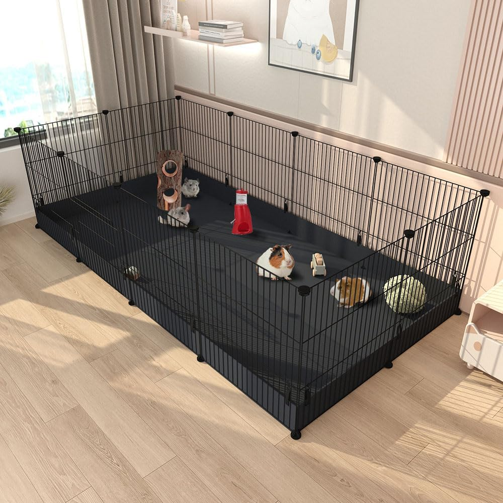 Ricjurzzty 12 Panels Small Animal Playpen,Pet Playpen with Waterproof Mat, Cage for Guinea Pigs,Puppy Play Pen,Bunny Playpen,Indoor Outdoor Portable Metal Wire Yard Fence image number 3