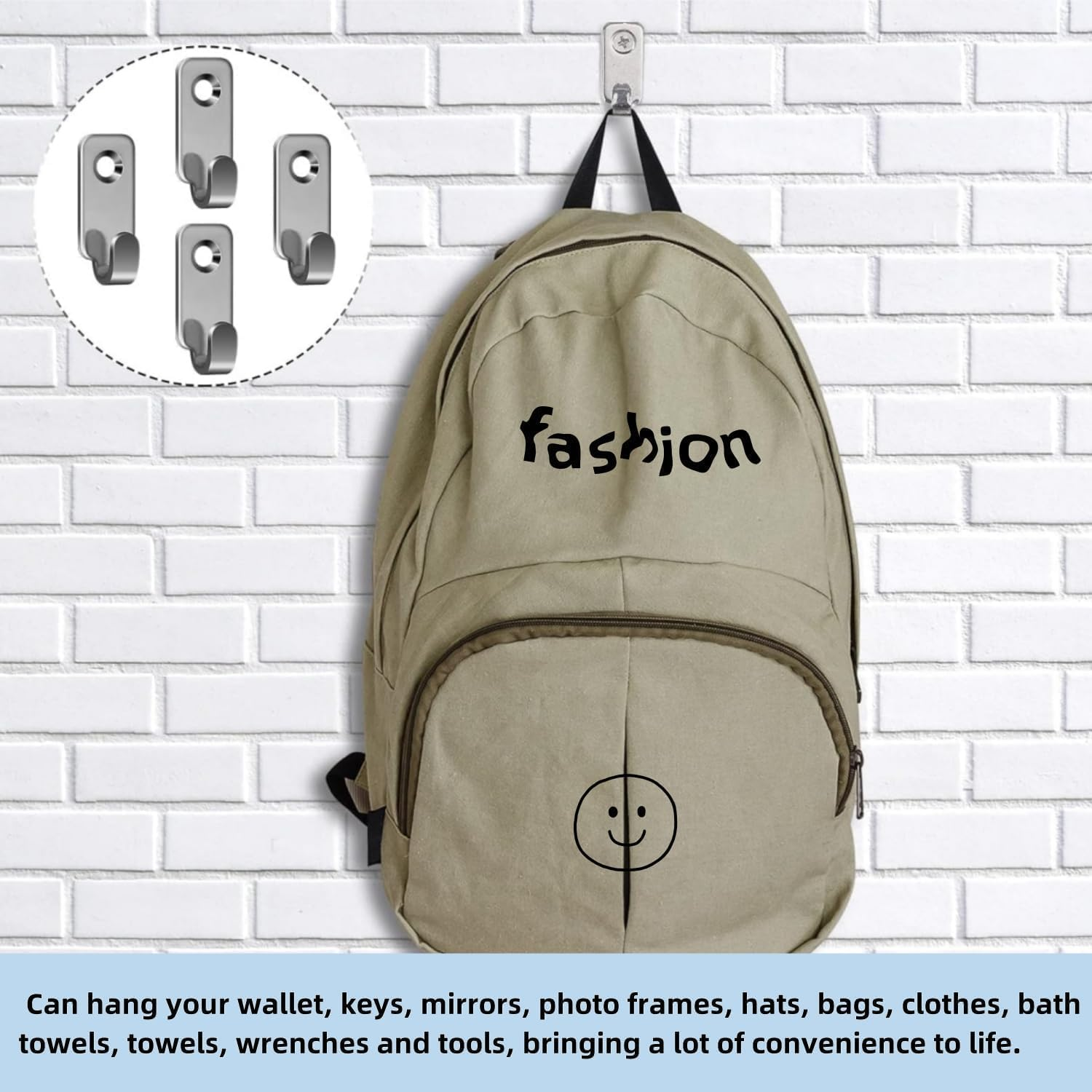 16 Pack Stainless Steel Wall Mounted Mini J Hooks , Ljxyloog Heavy Duty Picture Hangers Mirror for Frame Hanging Hardware Band Screw image number 5