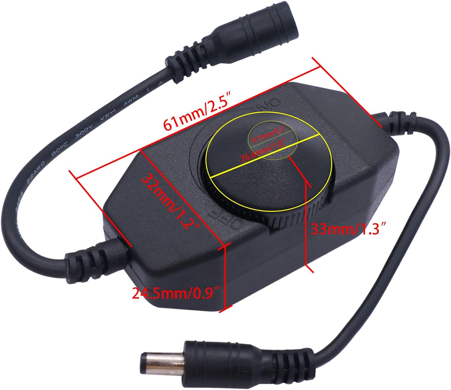 Weideer 2Pcs LED Strip Lights Dimmer DC12V-24V Rotary Dimmer Switch for LED Strip Lights LED Rope Light 3528 5050 5630 Black K-018-BK