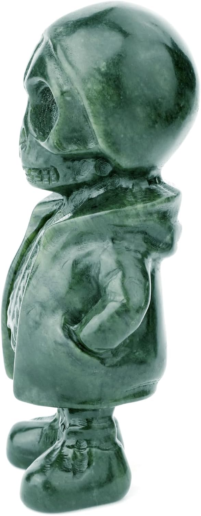 Gemshan Skull Men Statue for Halloween Decorations,Hand- Carved Jade Statue Sculpture Spooky Halloween Decor for Home Table Tray Shelf image number 4