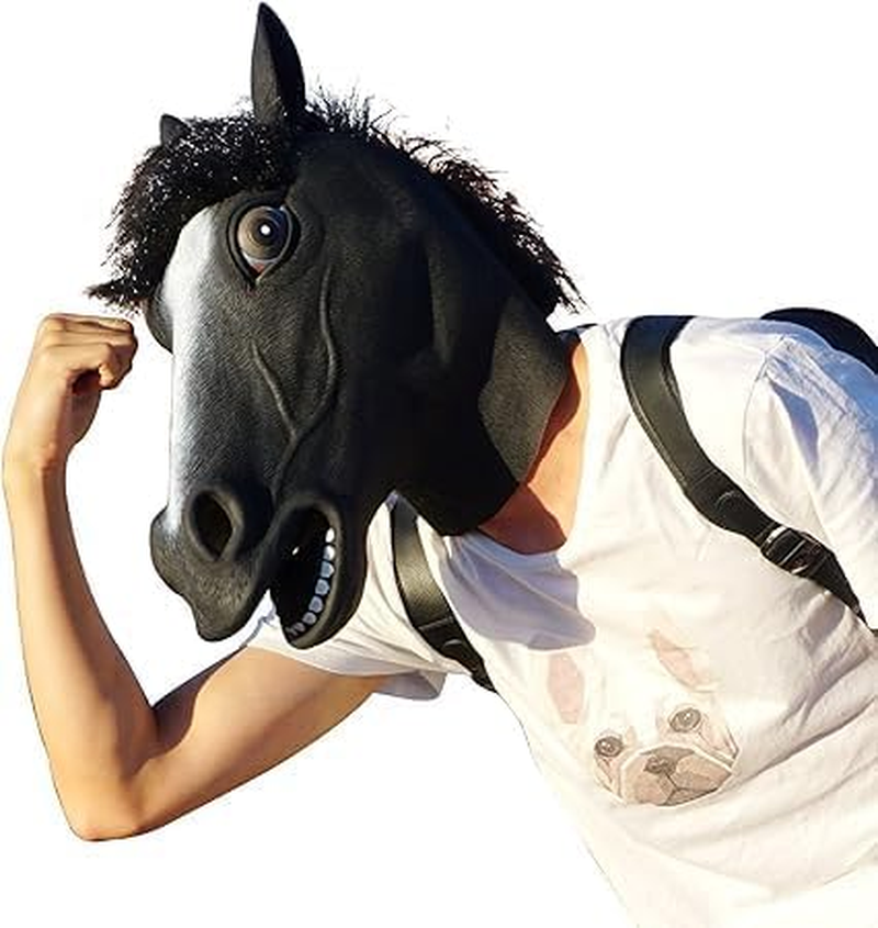 Horse Mask Party Dress up Horse Head Masks for Adults Men Masquerade (Black,1Pcs) image number 5