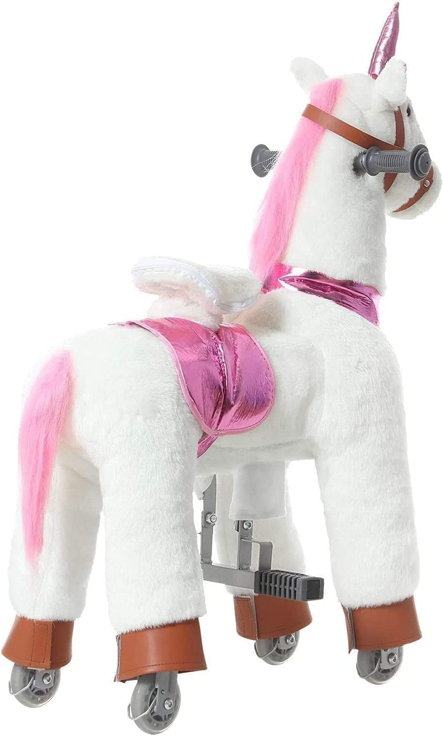 SWAGITLOUD PONYEEHAW Walking Horse Ride on Toy Plush Animal Pink Unicorn Small Size for Ages 3-6 Years image number 2