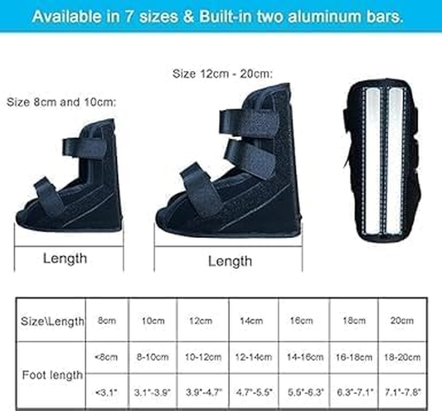 1Pack Post Op Shoe Kids Medical Walking Boot Adjustable Fracture Boot Plaster Cast Shoe Orthopedic Boot for Broken Foot Toe Sprained Ankle Injury Pain Relief Post Surgery Recovery (Black, 16CM)