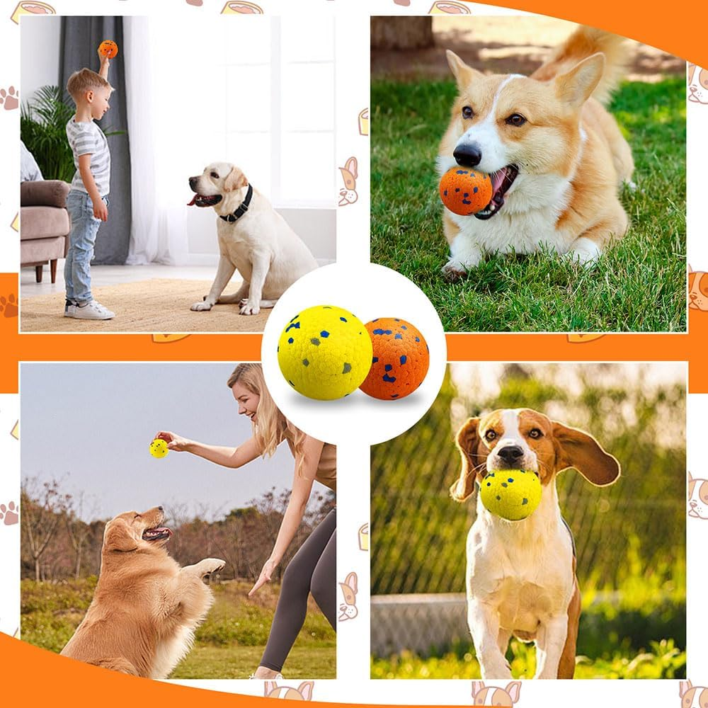 2 Pack Dog Balls, Indestructible Tennis Balls for Dogs, 6.5 Cm, Bouncy, Durable Toy Balls, Water Toy Fetch Balls
