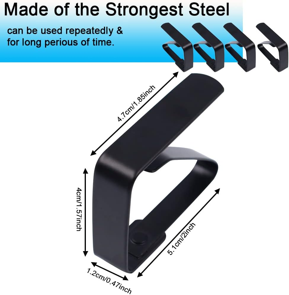 4 Pieces Tablecloth Clips, Tablecloth Holders, Stainless Steel Table Cover Clamps, Suitable for Parties, Picnics, Restaurants & Weddings (Black) image number 3