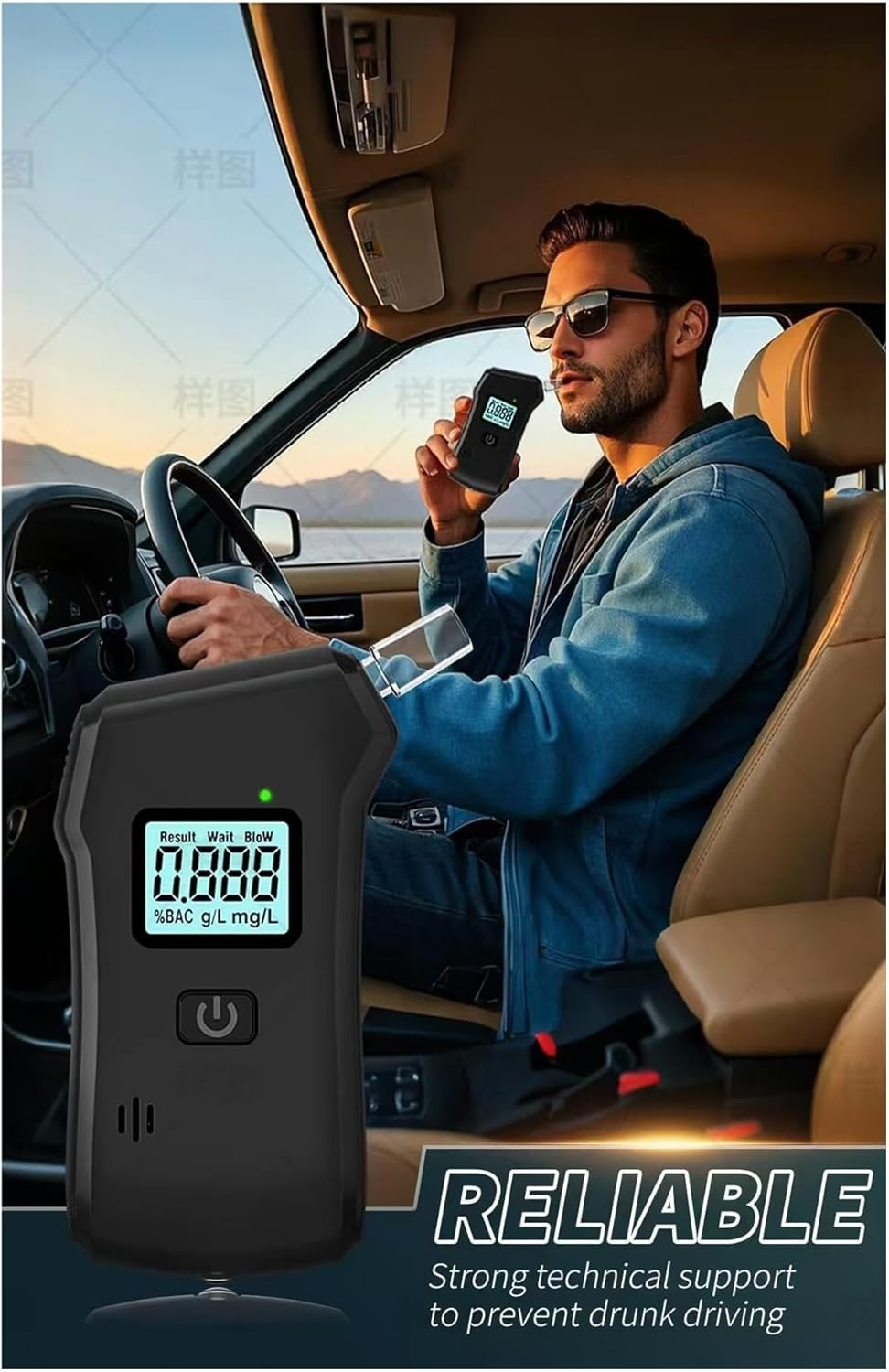 Professional High-Accuracy Breathalyzer for Alcohol with LCD Display &ndash; Upgraded Portable Digital Breath Tester with Mouthpiece Storage & Flashlight &ndash; Personal Alcohol Tester for Home, Party, Driving image number 5