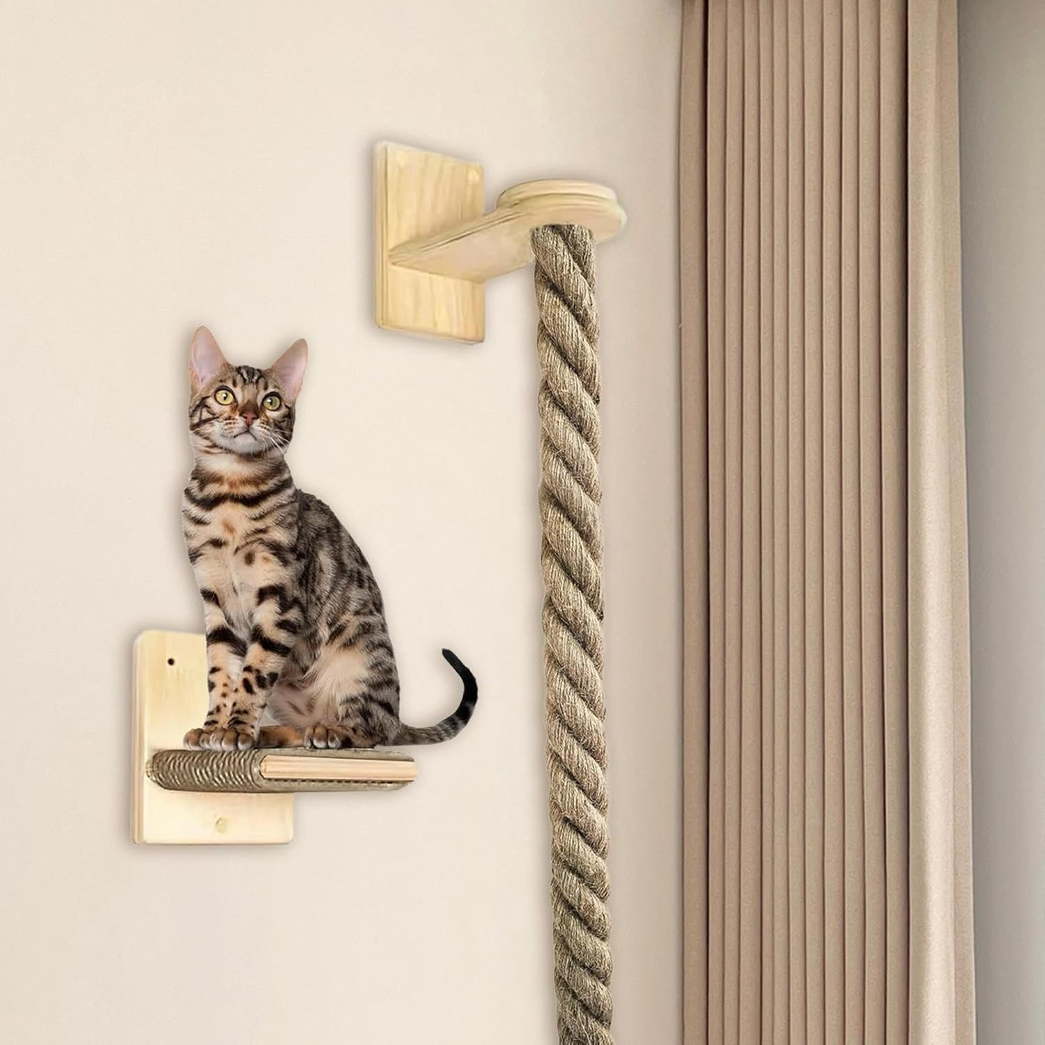Wezalget Ceiling Cat Climbing Rope - Climbing Ladder for Kittens, Stairs Jumpers for Pets and Resting Platforms image number 4
